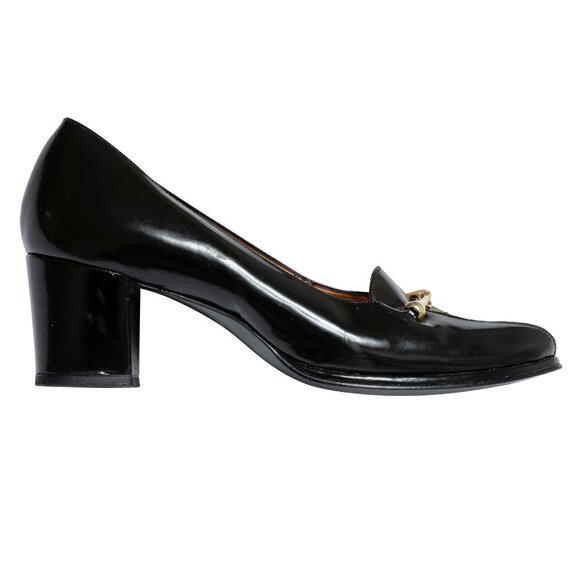 Liza (Finland) 70s, Loafer-Pump Hybrid, Squared Vamp, Gold Horsebit, Equestrian - Picture 3 of 4